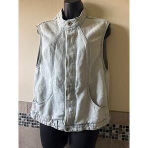 Theysken's Theory Pale Blue Denim Wash Vest Gilet SZ L Made in USA